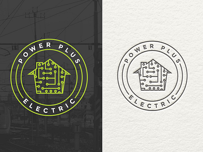 Power Plus Electric Logo branding digital art electrician flat graphic design home letterpress logo pdx portland roger that agency