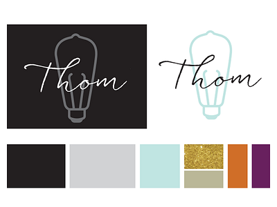 Thom Innovation Consulting Logo branding color palette creative direction flat graphic design light bulb logo portland roger that agency thomas edison vector