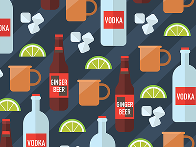 Moscow Mule cocktail digital art drawing flat design food graphic design illustration ingredients moscow mule pattern design