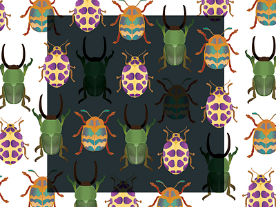 Beetle Be adobe illustrator animals beetles digital art drawing illustration insects nature pattern design vector