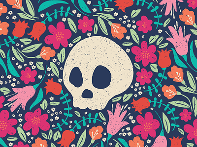 R.I.P adobe colorful digital art drawing floral graphic design illustration pattern design skull texture vector