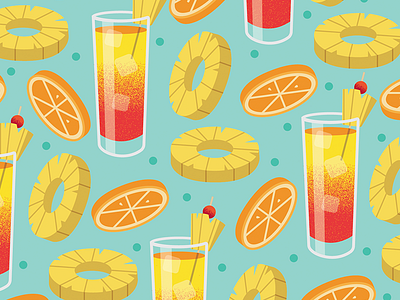 Mai Tai Pattern adobe cocktail digital art drink flat design food fruit illustrator mai tai pattern design pineapple vector