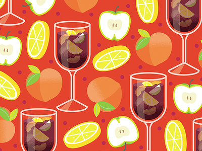 Sangria Pattern adobe apple booze cocktail drawing drink flat design illustration pattern design sangria vector wine
