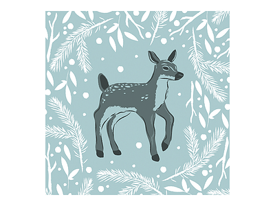 Winter Fawn adobe animal deer drawing duatone fawn graphic design illustration illustrator snow vector winter