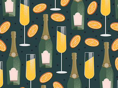 Mimosa Morning adobe booze champagne cocktail drink flat design food illustrator mimosa pattern design vector