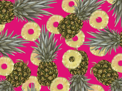 Pineapple slice digital painting drawing food fruit illustration pattern design pineapple procreate app sketching tropical