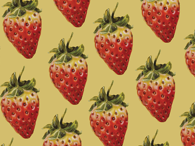 Strawberry daily art digital painting drawing food fruit hand drawn illustration pattern design procreate app strawberry summer