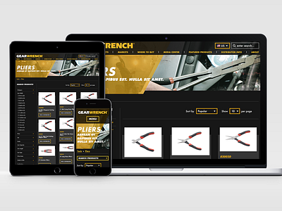 GearWrench Website - Tool type landing page gearwrench graphicdesign invisionapp layout photoshop responsive sketchapp tools ui webdesign