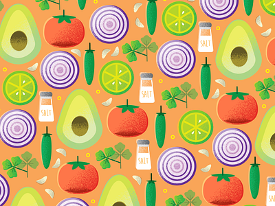 Guacamole! adobe avocado colorful drawing flat design food graphic design guacamole illustration illustrator mexico orange pattern design vector vegetables