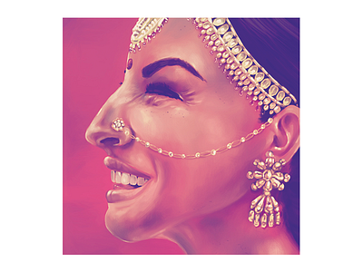 Bridal-portrait art bride digital painting drawing graphic design illustration ipad makeup portrait procreate app sketching srilanka