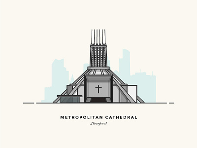 Liverpool Metropolitan Cathedral cathedral church city icon illustration liverpool sticker symbol vector