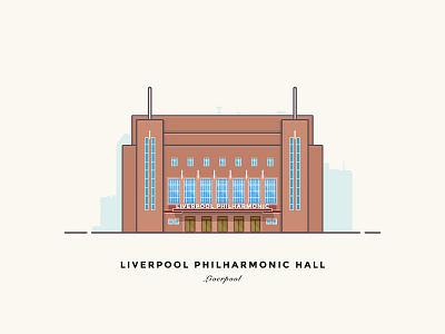 Liverpool Philharmonic Hall art deco building cartoon city illustration liverpool music philharmonic hall uk vector venue