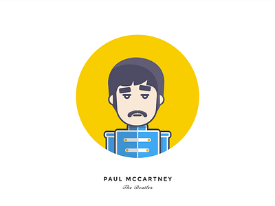 Paul cartoon character face flat fun icon legend paul mccartney person sgt peppers sticker the beatles
