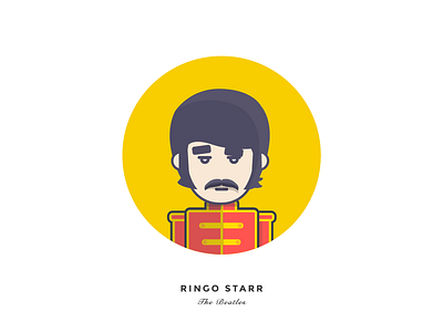 Ringo cartoon character drummer face flat icon musician person ringo starr sgt peppers sticker the beatles
