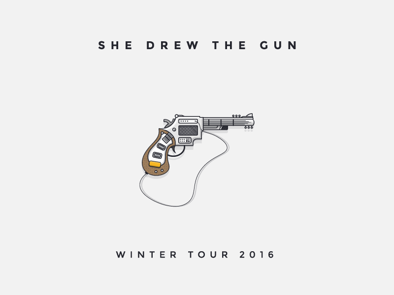 She Drew The Gun - Winter Tour '16 amp band brighton gig guitar gun illustration liverpool london manchester poetry tour