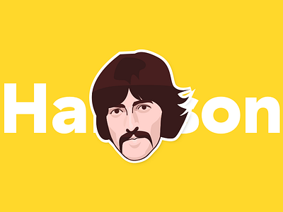 George Harrison band blue drawing eyes face george harrison head moustache music the beatles type vector