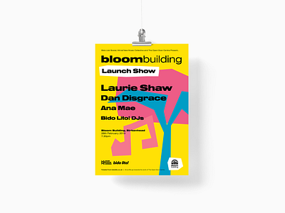 Bloom Launch Poster ad branding concert gig graphic icon liverpool logo magazine millenial music paper poster print symbol type typography uk yellow zine