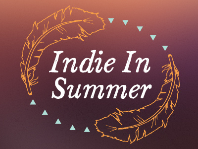 Indie in Summer editorial header feather handdrawn hoodzpah illustration locale magazine typography
