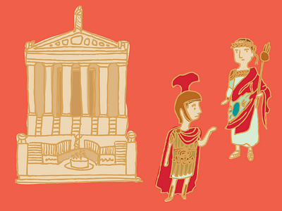 Friends, Romans, Countrymen... forum illustration infographic limited color palette pen to vector roman toga