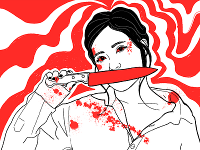 Maybe today, Satan. black blood echoes galaxygirls high contrast illustration knife procreate red violence white