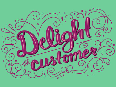 GoFundMe Giving Report: Delight the customer brand branding decorative type hand lettering illustration illustrator script swash vector
