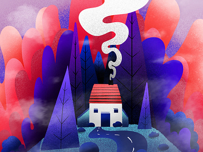 Hidden house design grainy illustration illustrator process procreate procreate app procreate art