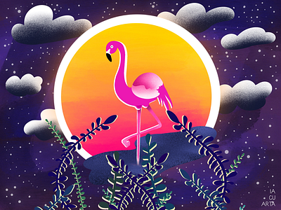 Flamingo artwork clouds colorful digitalart digitalpainting flamingo flamingoart flamingolandscape illustration landscape landscapeillustration pinkflamingo procreate procreateart