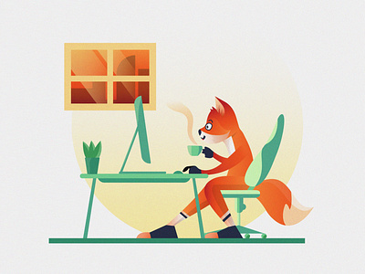 Study fox fox fox illustration office study