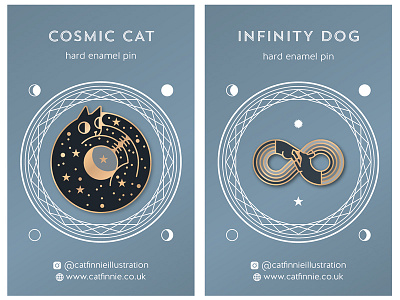 Pins Dribbble 800 600 cat dachshund design dog enamelpin illustration infinity moon night ouroboros pin stars