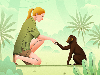 Jane Goodall character chimpanzee exploration illustration janegoodall jungle primates