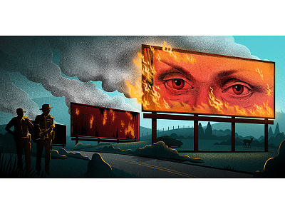 3 billboards outside Ebbing, Missouri billboards editorial film fire illustration illustrator movie photoshop