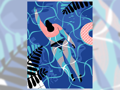 Night Swimmer character digitalart illustration summer swimming vectors womeninanimation womeninillustration
