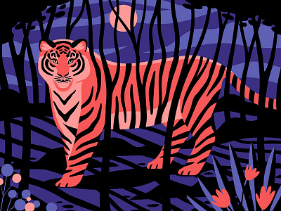 International Tiger Day conservation digitalart environment illustration illustrator internationaltigerday night tiger vector wildlife womeninillustration womenwhodraw