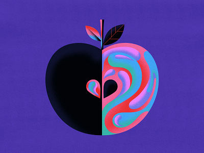 Enchanted Fruit apple colourful digitalart fruit graphic illustration illustrator personalwork vector yinyang yownw
