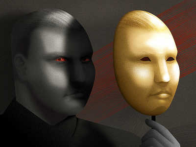 Man in the Golden Mask editorial evil gold illustration illustrator mask narcissist photoshop shadows