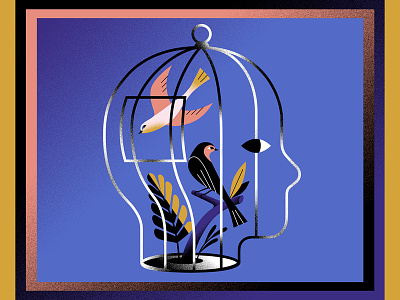 January blue bird birdcage concept conceptual illustration illustration illustrator personalwork vector yownw