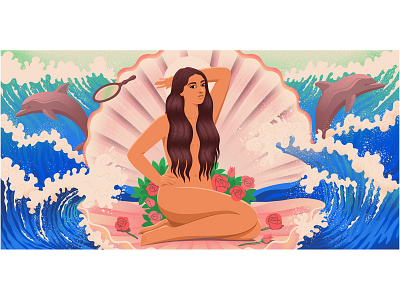 Medium: Goddess - Aphrodite aphrodite beauty contemporary illustration creative women digital art editorial art editorial illustration illustration illustrator lifestyle ocean womenwhodraw