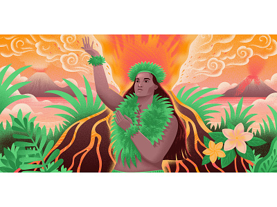 Goddess Pele for Medium digital art editorial art hawaii hawaiian illustration illustrator nature volcano women women empowerment women in illustration