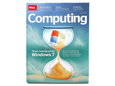 Which? Magazine - cover for Computing computing concept contemporary illustration cover illustration digital art editorial illustrator hour glass magazine sand technology time windows