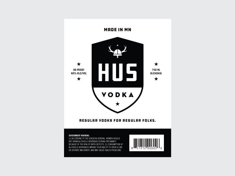 HUS 2 identity logo vodka booze label