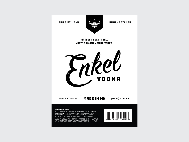 Enkel identity logo vodka booze label