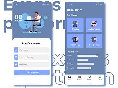 Exam UI Design app apps education education app education website exam flat landing page ui ui design uiux web