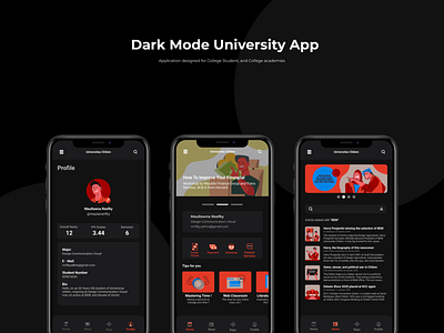 University Application In Dark Mode dark mode dark ui education education app figma mobile app mobile app design ui ui design uiux university