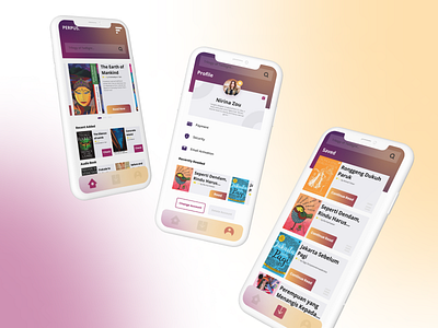 PERPUS - Book Mobile App Design app mobile audiobook book book mobile app book ui education education mobile app gradient gradient ui ui app design ui app mobile uiux