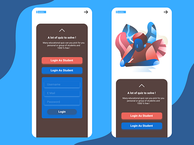 QuizzEdu First Page app education education app flat mobile app mobile ui study ui uiux web