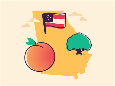 Georgia flag georgia live oak peach state tree