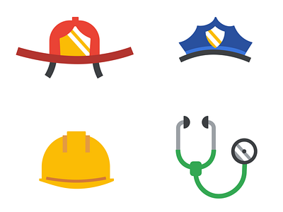 Google First Responders construction emergency medical service ems firefighter first responders google hats icons illustration police stethoscope vector art