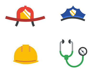 Google First Responders construction emergency medical service ems firefighter first responders google hats icons illustration police stethoscope vector art