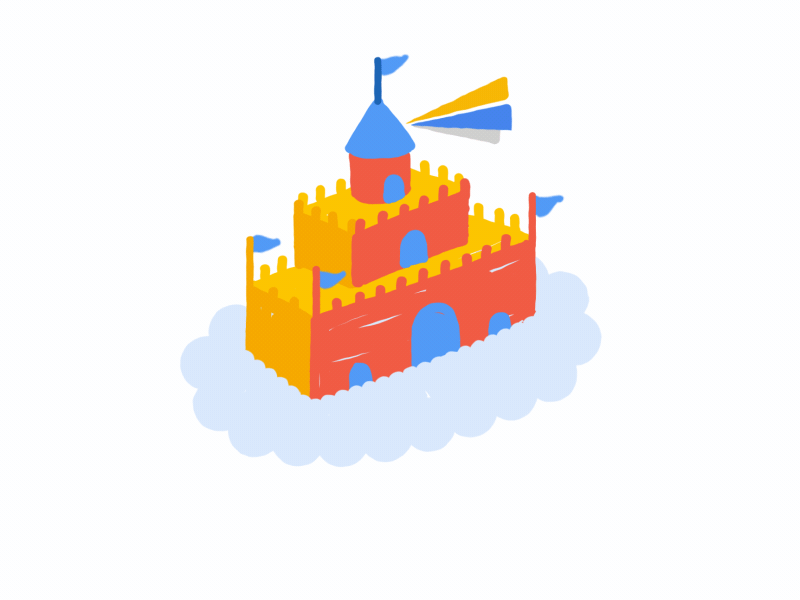 Cloud Kingdom 2d 2danimation after effects aftereffects animation castle cloud doodle for google gif google motion motion animation motion design motion designer paper airplane