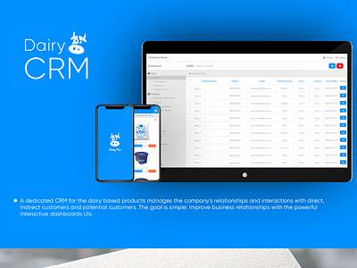 Visual identity and UI/UX for dairy based product CRM